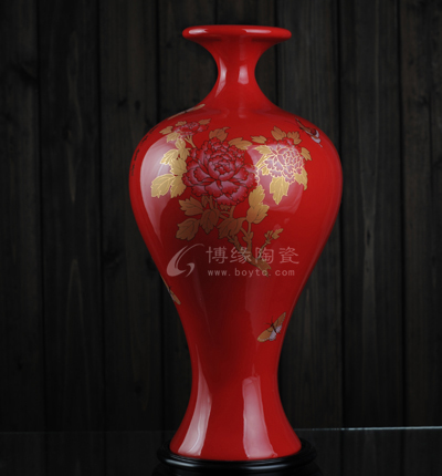 高温红釉,陶瓷花瓶,德化陶瓷商城,德化陶瓷网