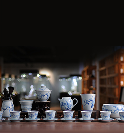 手绘寒香梅花德化陶瓷青花茶具套装功夫茶具礼品茶室用高档瓷茶具